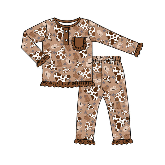 Brown cow hat boots kids girls pajamas