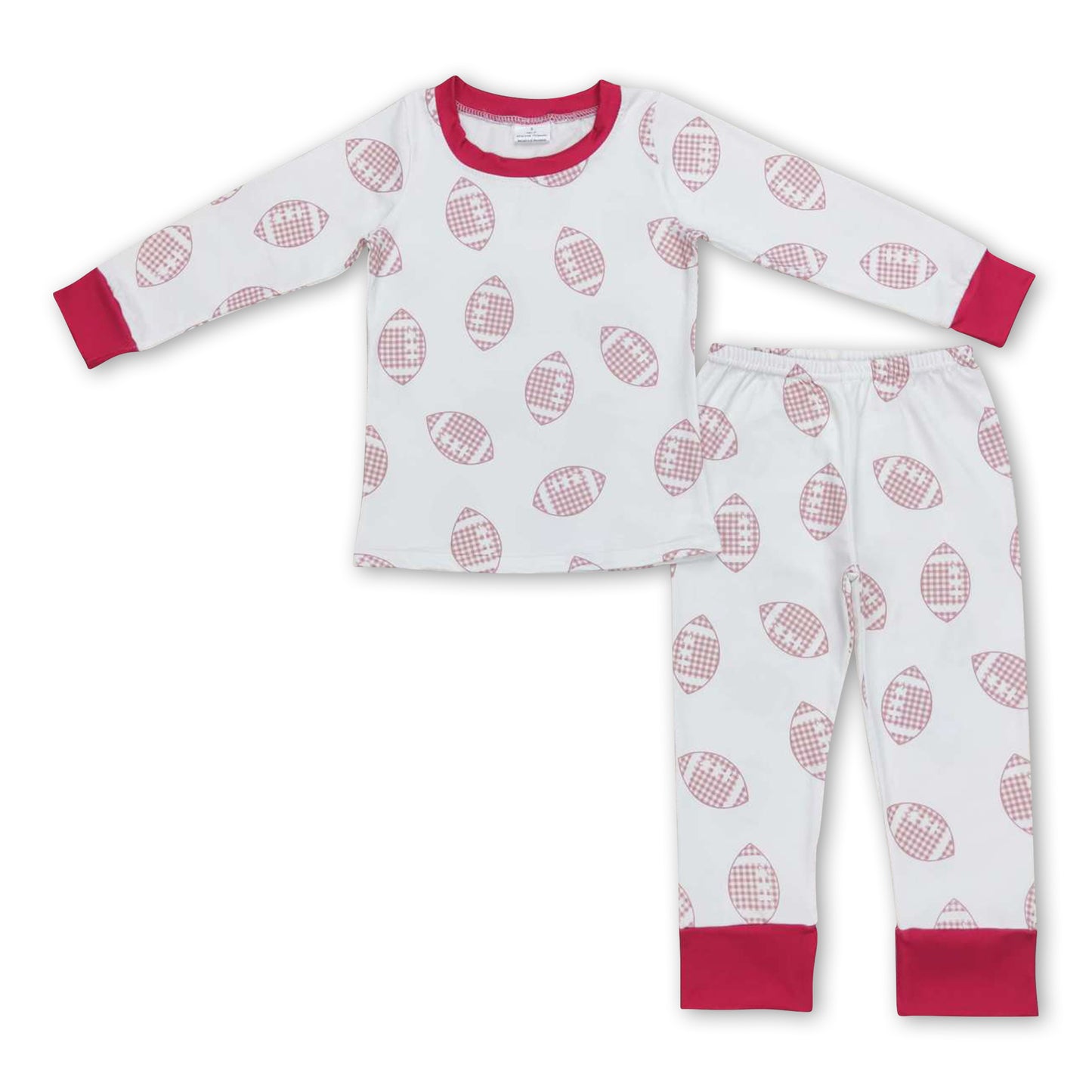 Football maroon long sleeves kids girls pajamas