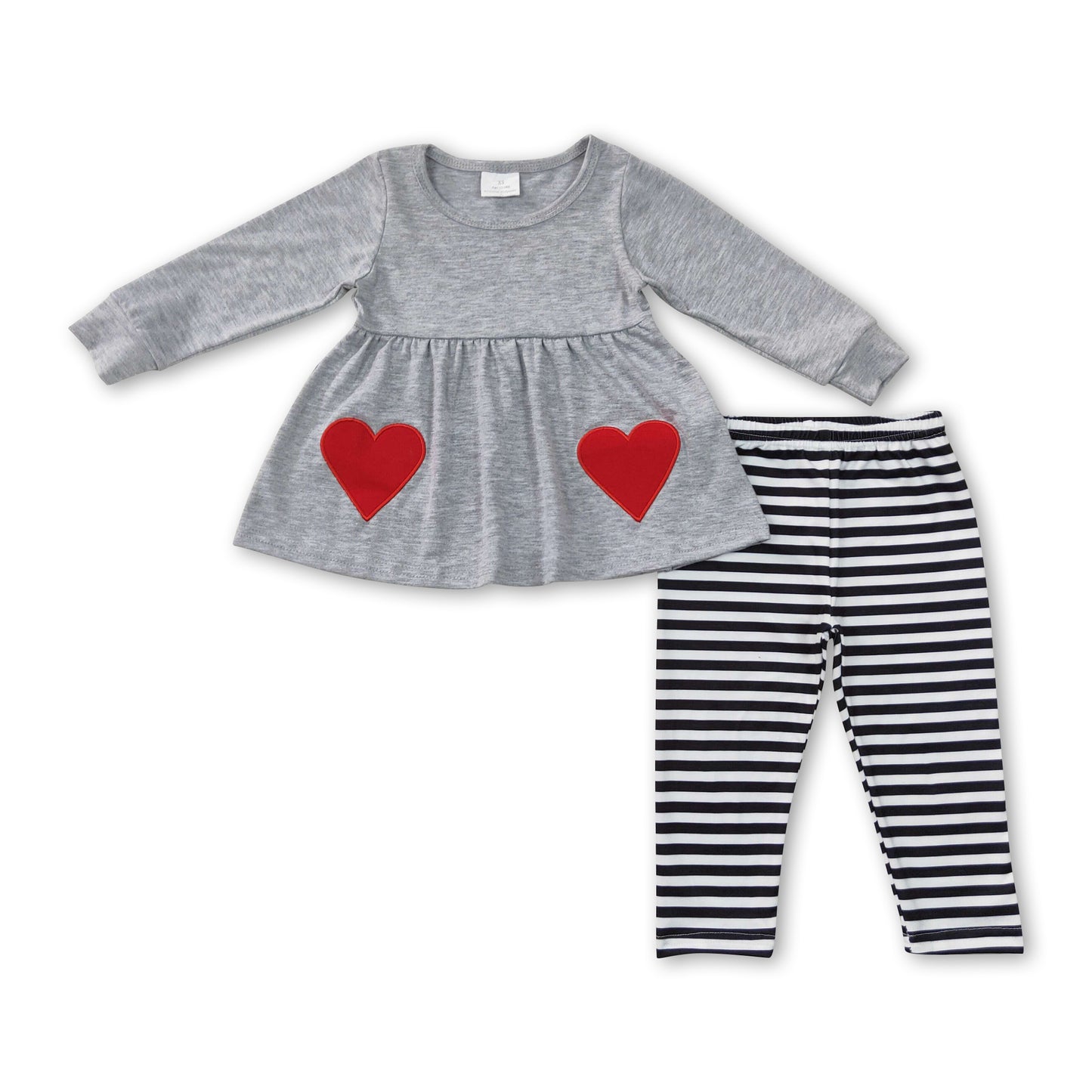 Heart pocket tunic stripe girls valentine's outfits