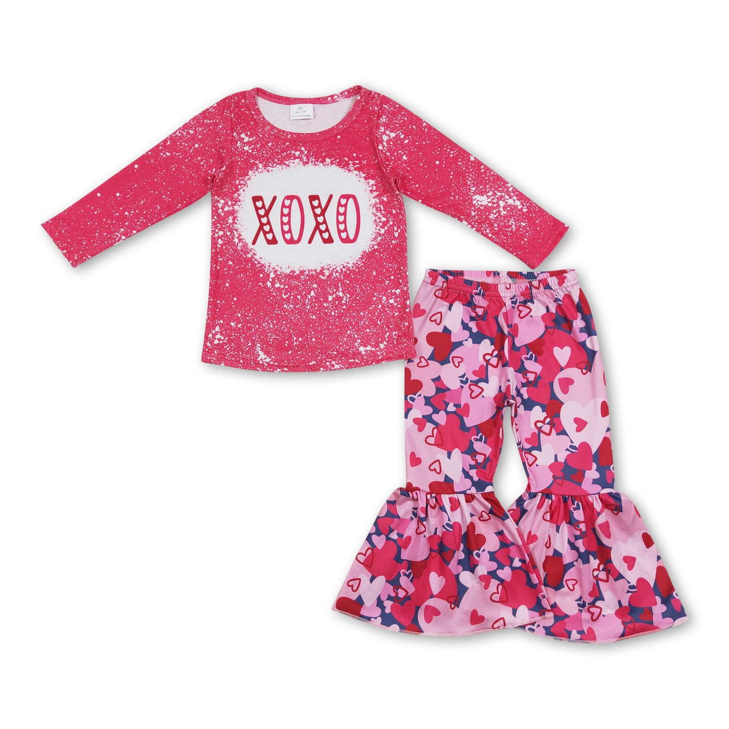 Bleached top heart bell bottom pants girls valentines outfits