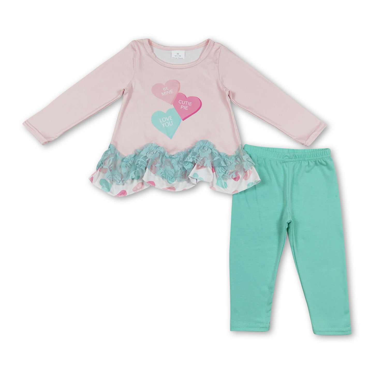 Heart tunic leggings girls valentine's day clothing