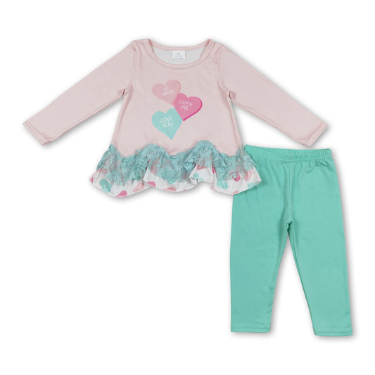 Heart tunic leggings girls valentine's day clothing