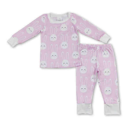 Pink bunny long sleeves girls easter pajamas