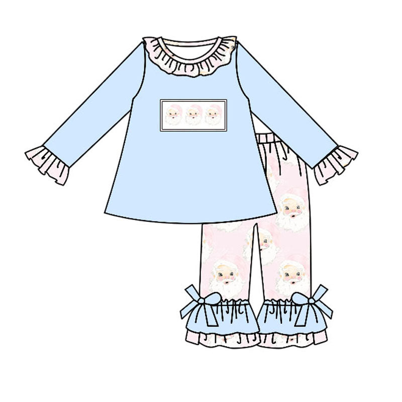 Light blue santa tunic pants girls Christmas outfits