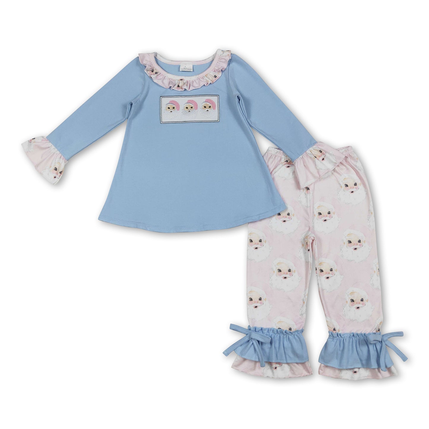 Light blue santa tunic pants girls Christmas outfits