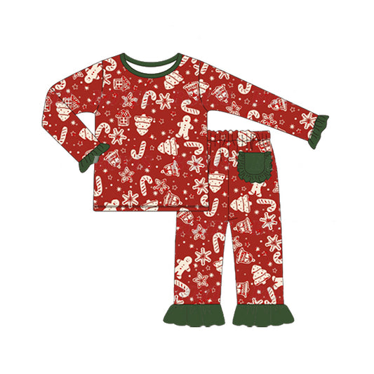 Candy cane Christmas tree kids girls pajamas