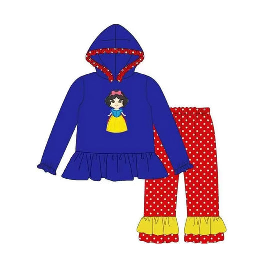 Blue princess hoodie polka dots pants girls clothes