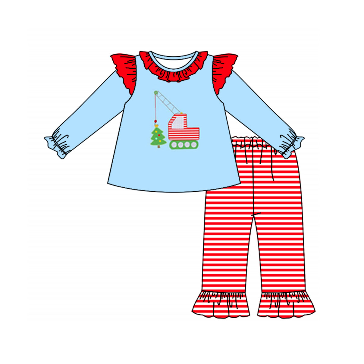 Christmas tree constructions girls clothing set