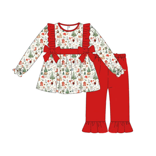 Christmas tree candy cane tunic ruffle pants girls clothes