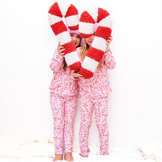 Pink long sleeves candy cane kids girls Christmas clothing