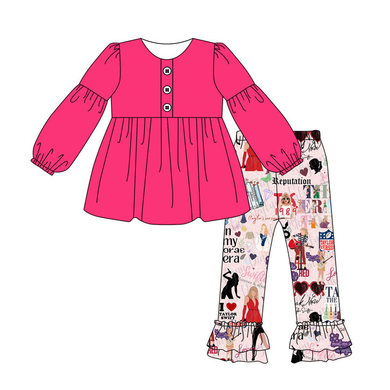 Hot pink tunic guitar ruffle pants singer girls clothes