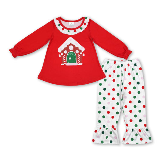 Candy house tunic polka dots pants girls Christmas outfits