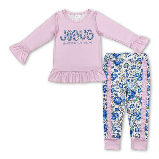 Jesus loves me this I know top floral pants girls clothes