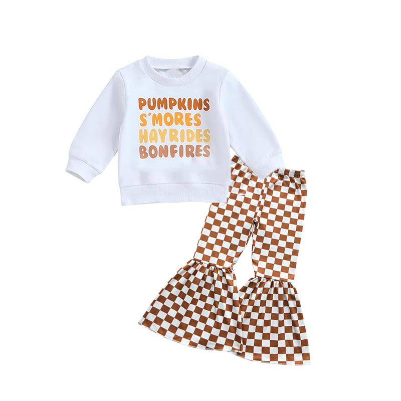 Pumpkin S'mores top plaid pants girls fall clothing