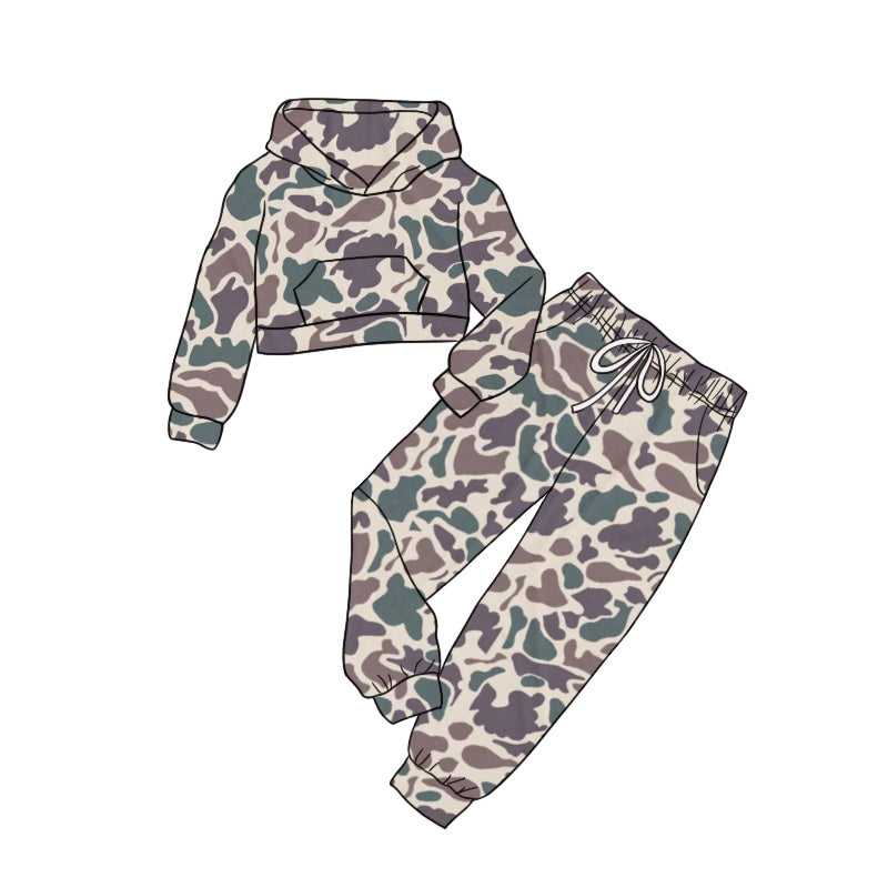 Green camo pocket hoodie pants toddler kids outfits