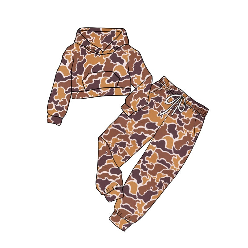 Brown camo pocket hoodie pants toddler kids outfits