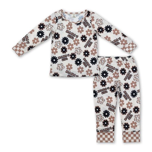 Mama's girl floral long sleeves children pajamas