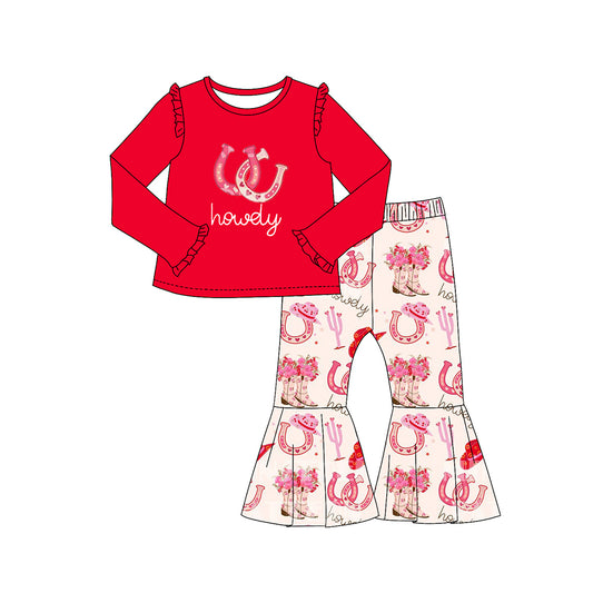 Ruffle horseshoes floral boots cactus western girls outfits