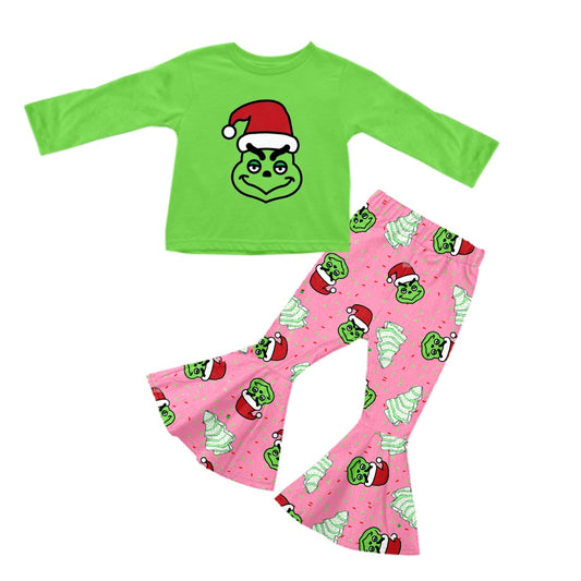 Green face top Christmas tree cakes kids girls clothes