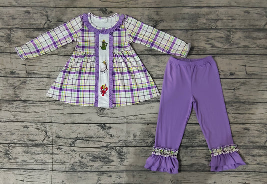 Plaid alligator pelican crawfish kids girls mardi gras outfits