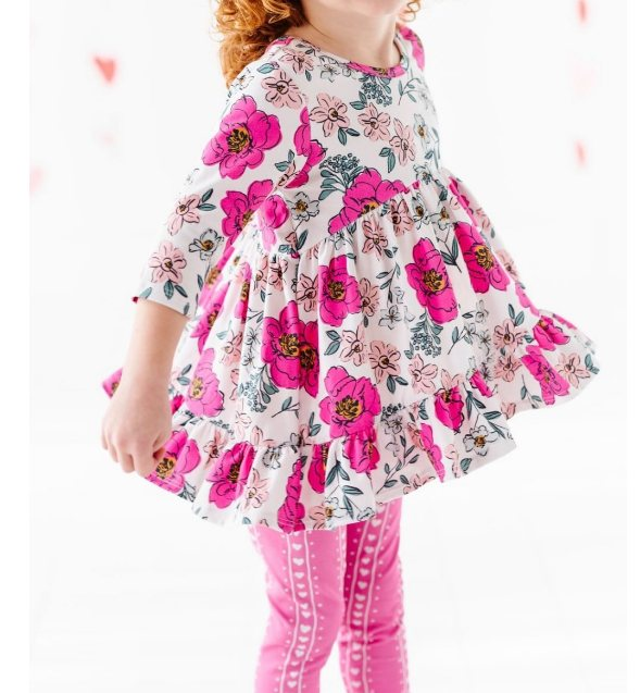 Hot pink floral tunic heart leggings girls valentine's outfits