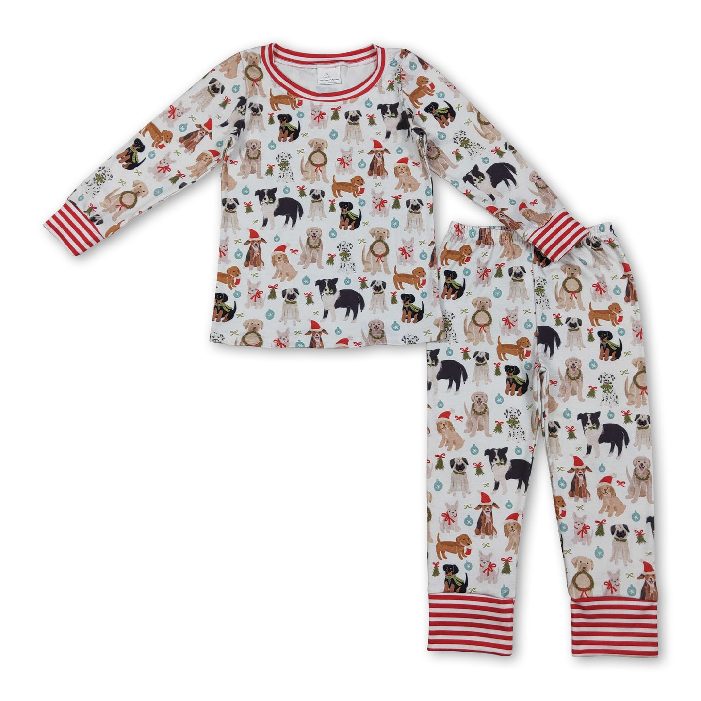 Red stripe Christmas hat dogs baby kids pajamas