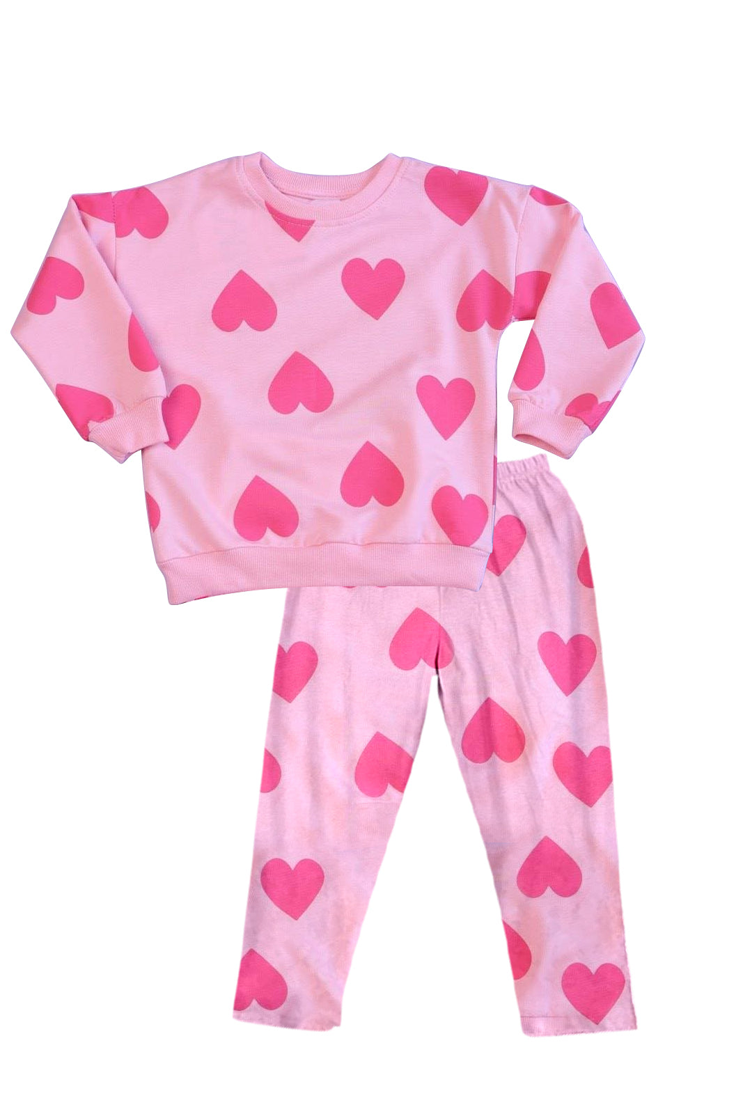 Pink heart top leggings kids girls valentine's clothes