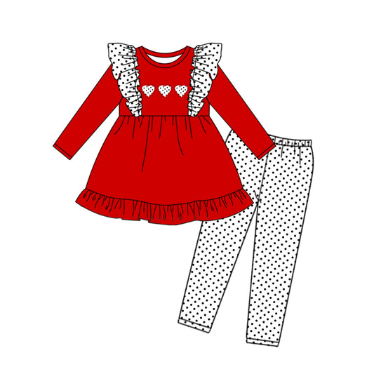 Red heart tunic polka dots leggings girls valentine's clothes