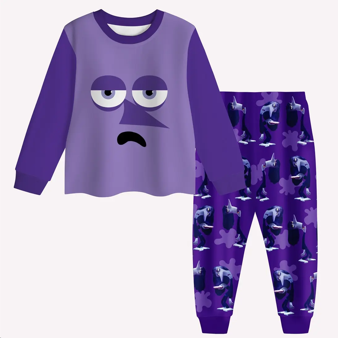 Long sleeves purple baby girls pajamas