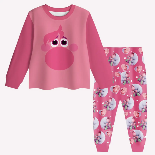 Long sleeves pink heart baby girls pajamas