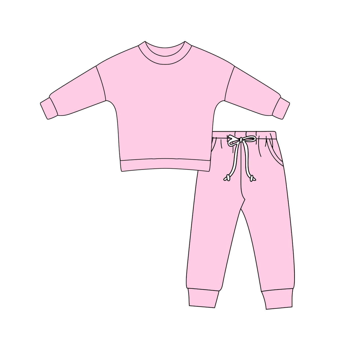 Long sleeves pink cotton top pockets pants girls clothes