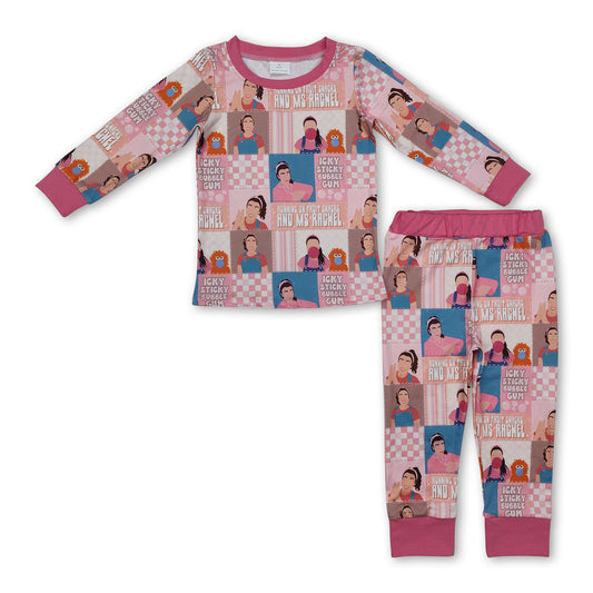 Pink long sleeves teacher bubble baby girls pajamas