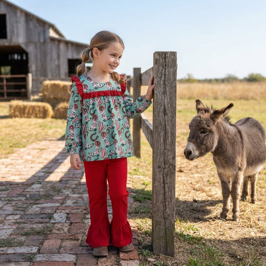 Christmas boots cactus tunic pants western girls clothes