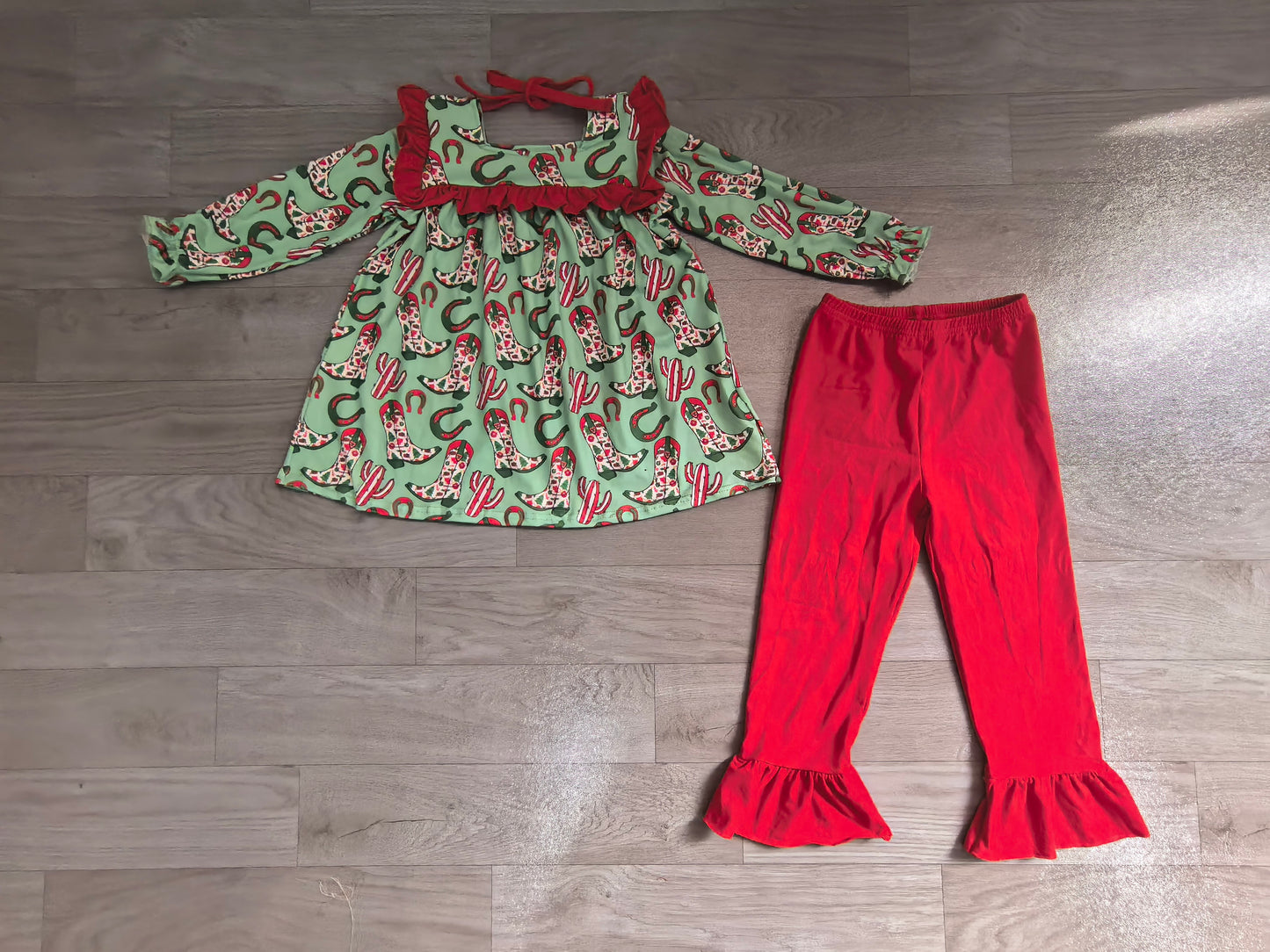 Christmas boots cactus tunic pants western girls clothes