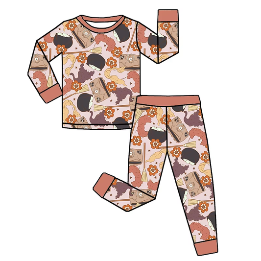 Long sleeves floral witches baby girls Halloween pajamas