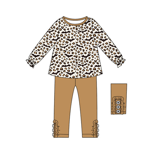 Long sleeves leopard bat tunic leggings girls Halloween clothes