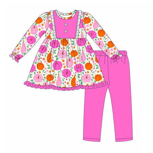 Hot pink pumpkin tunic leggings baby girls fall clothing