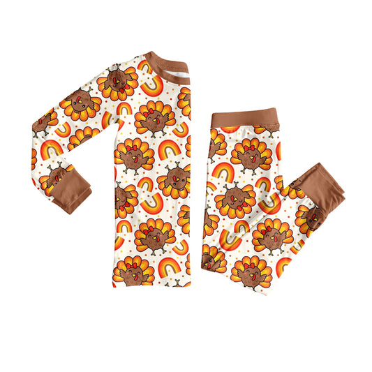 Long sleeves turkey baby kids Thanksgiving pajamas