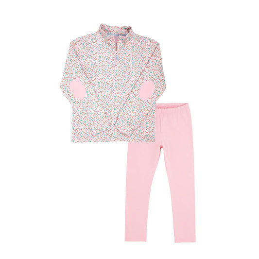 Floral long sleeves pullover pink leggings girls clothes