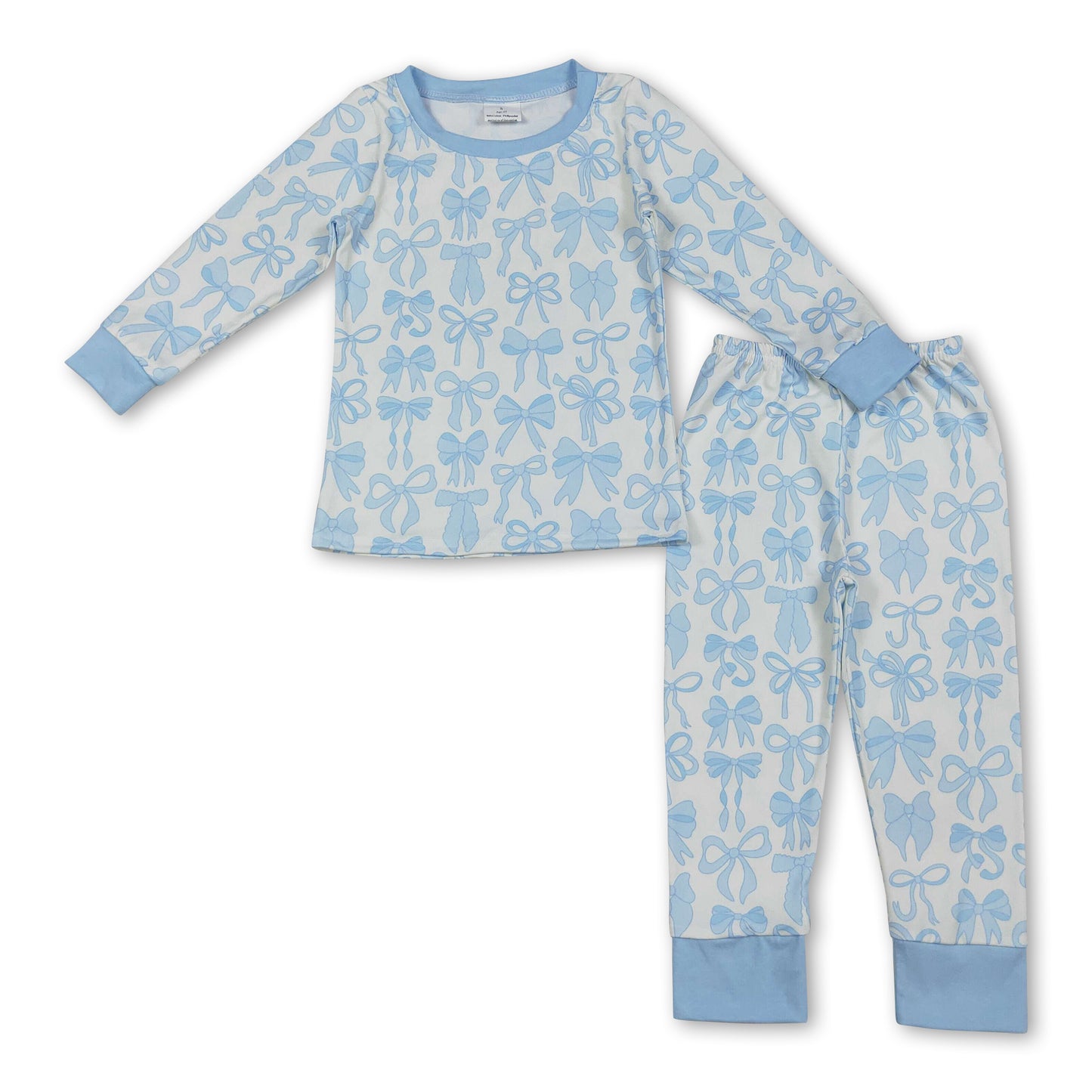 Long sleeves light blue kids girls pajamas