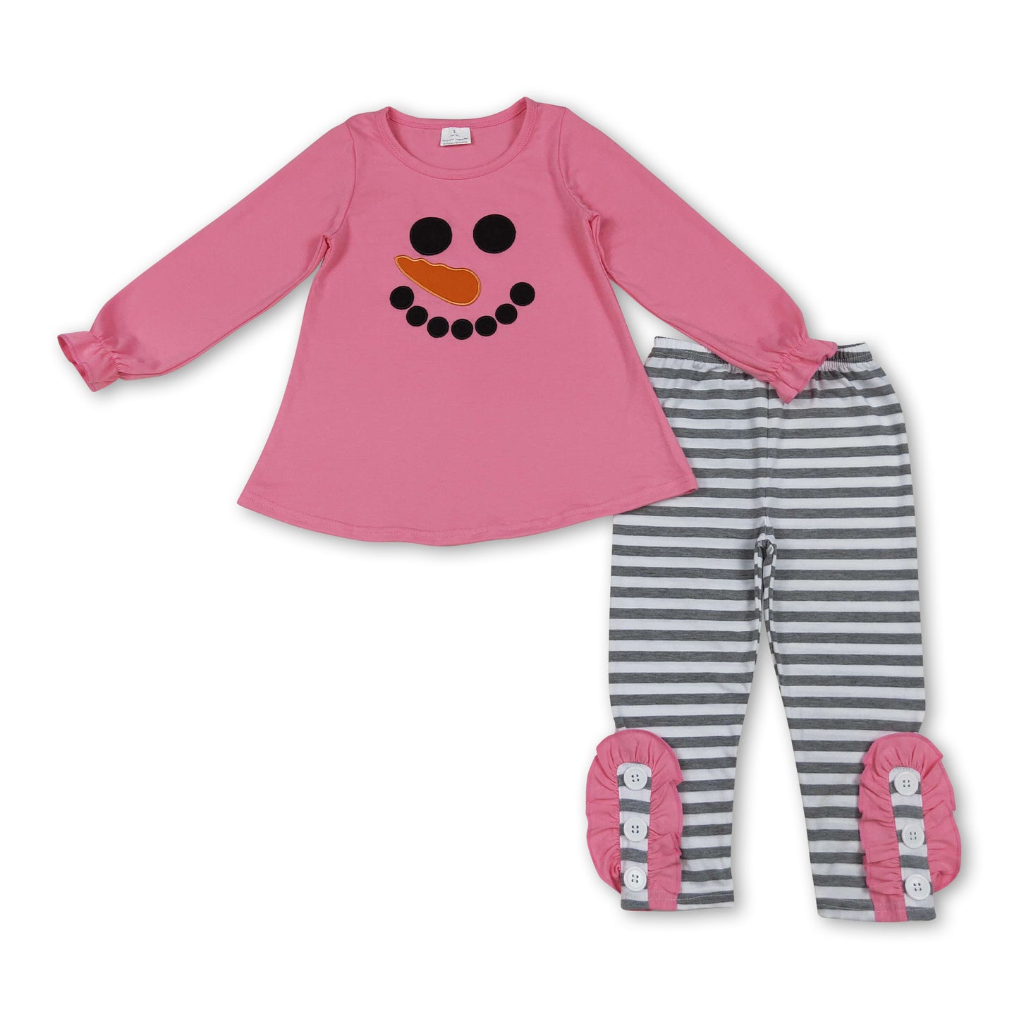 Long sleeves snowman top stripe leggings girls clothes
