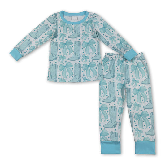 Long sleeves bow boots western girls pajamas