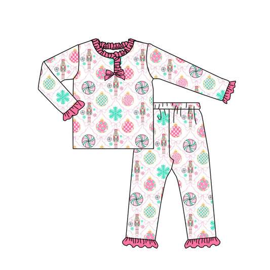 Pink bow candy ornaments ballet girls Christmas pajamas