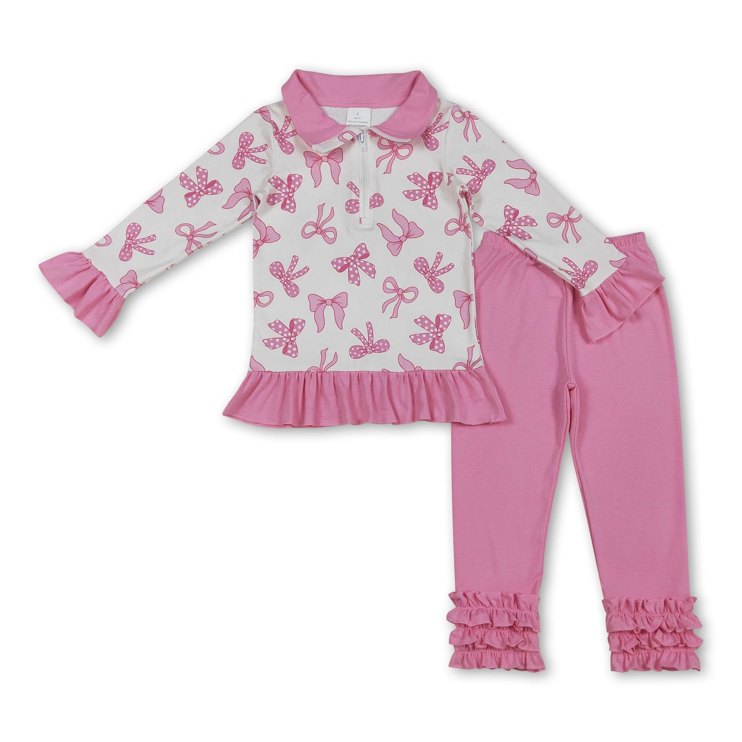 Pink polka dots pullover leggings girls clothing set