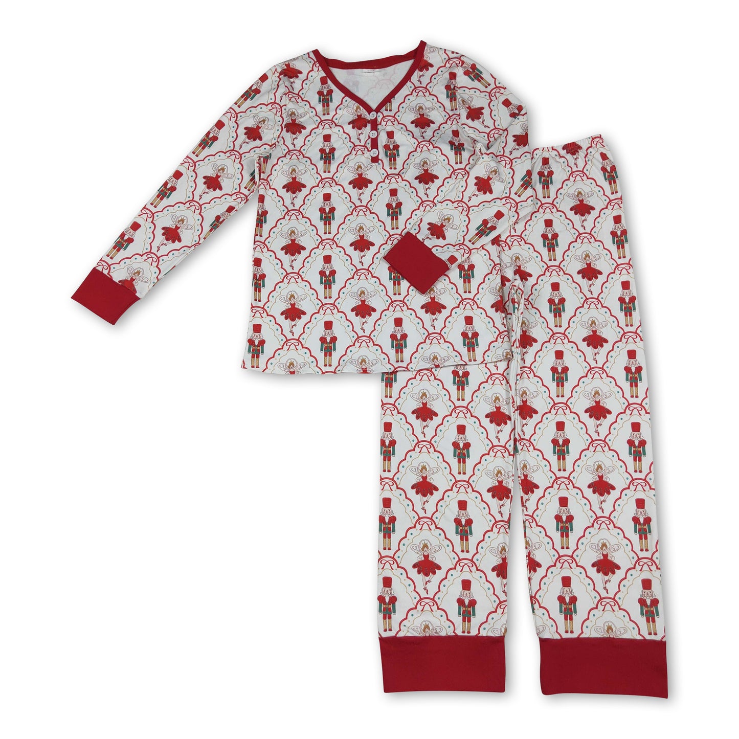 Red bow ballet adult women Christmas pajamas
