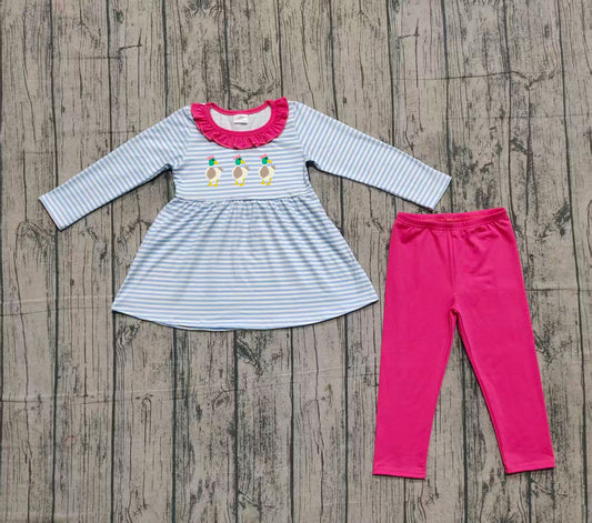 blue stripe duck hot  pink pants kids girls outfits