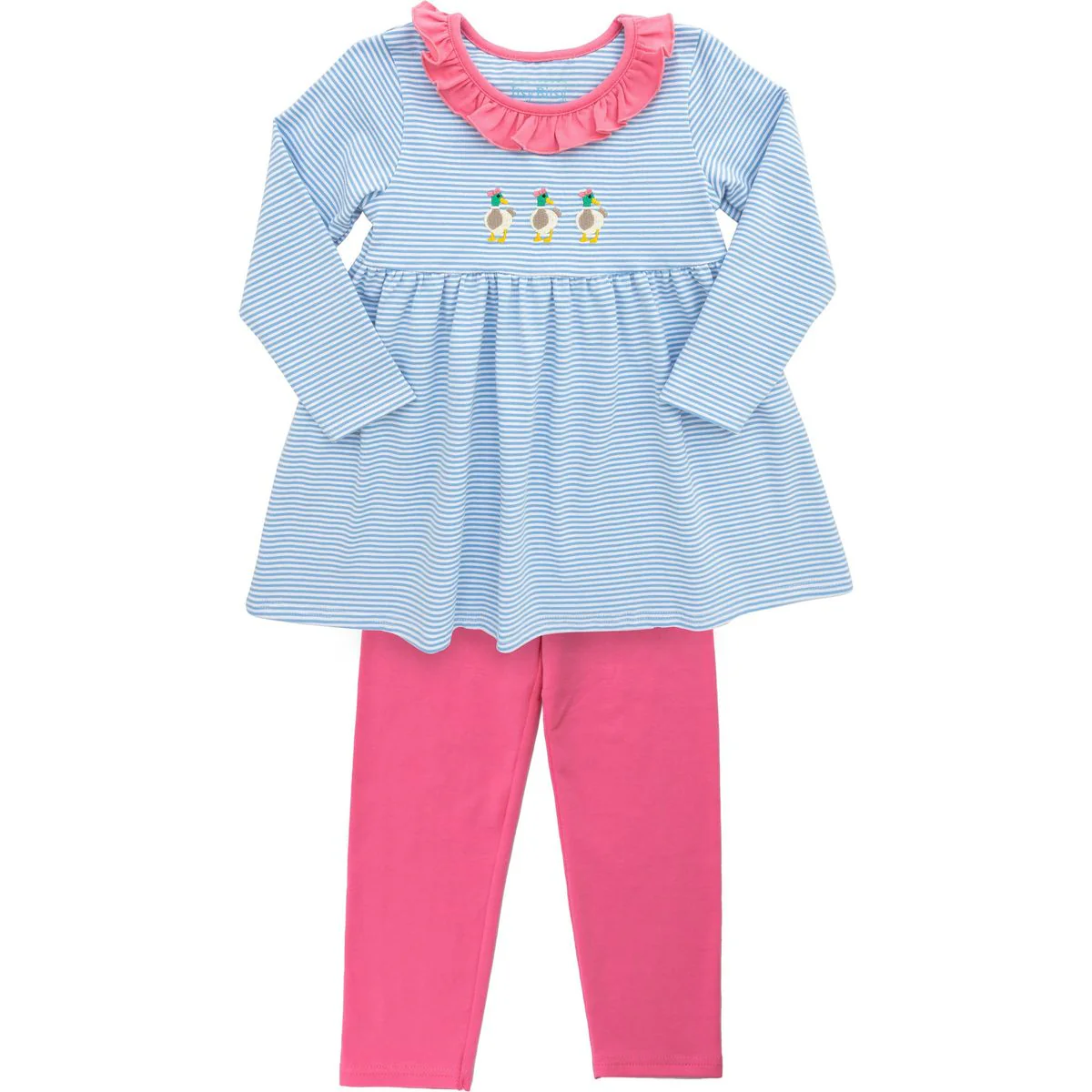 blue stripe duck hot  pink pants kids girls outfits