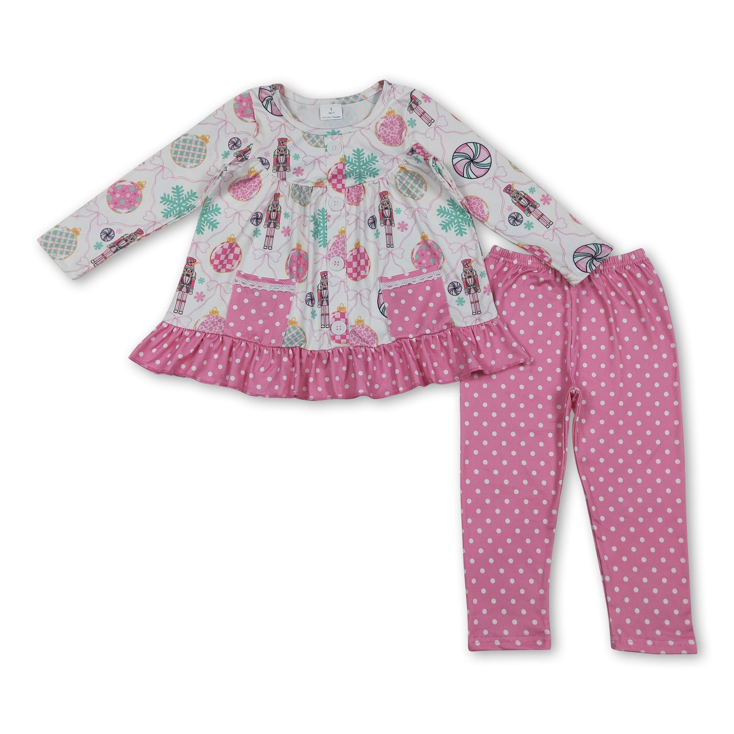 pink cartoon ballet pocket kids girls Christmas outfits