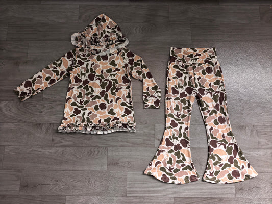 Long sleeves hunting camo hoodie pants girls outfits