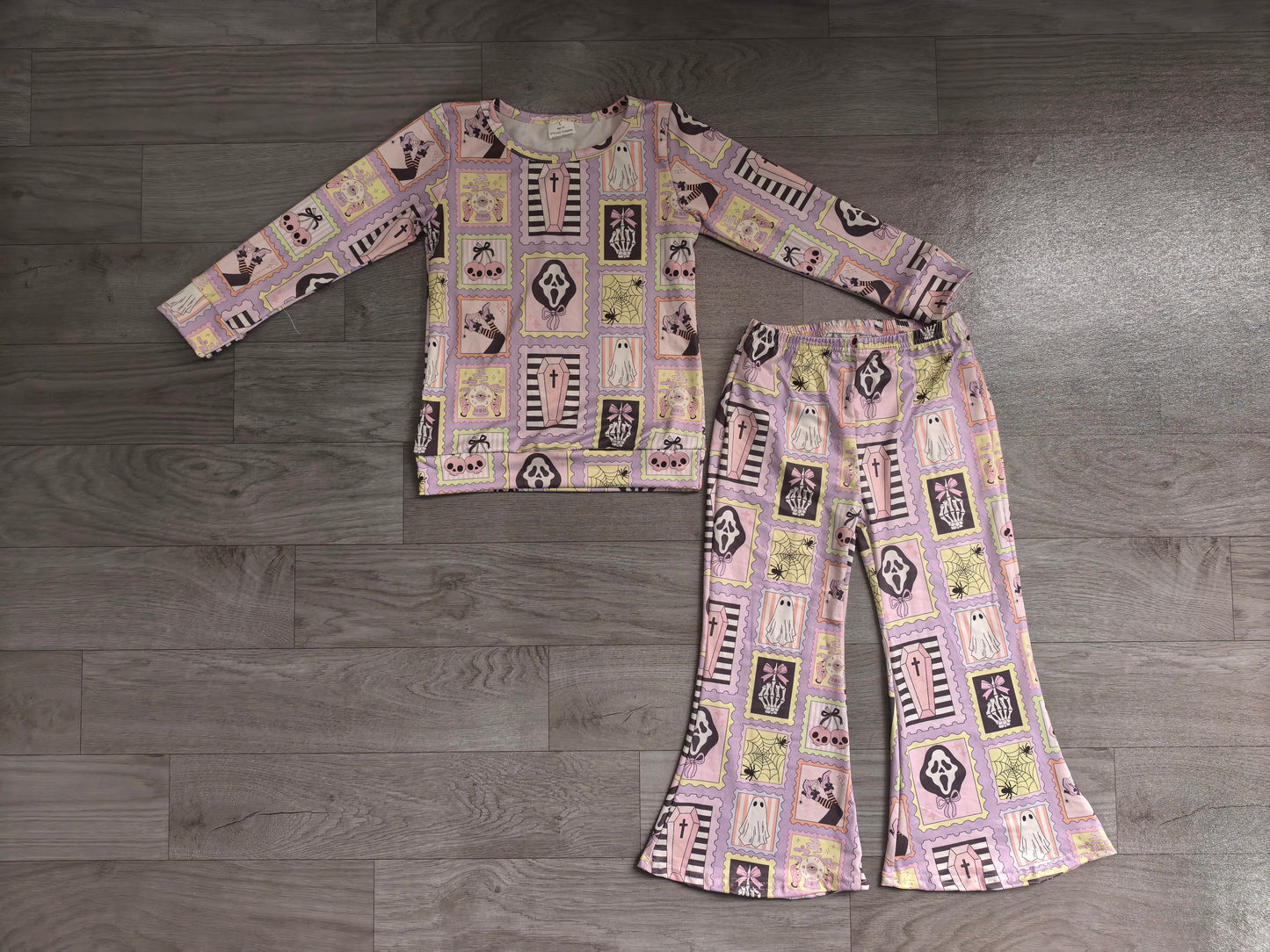 Ghost scream bow top pants girls Halloween outfits